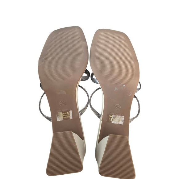 Steve Madden Hanya Block Heel Strappy Neutral Clear Mule Square Toe Sandals 9.5 - Picture 7 of 9